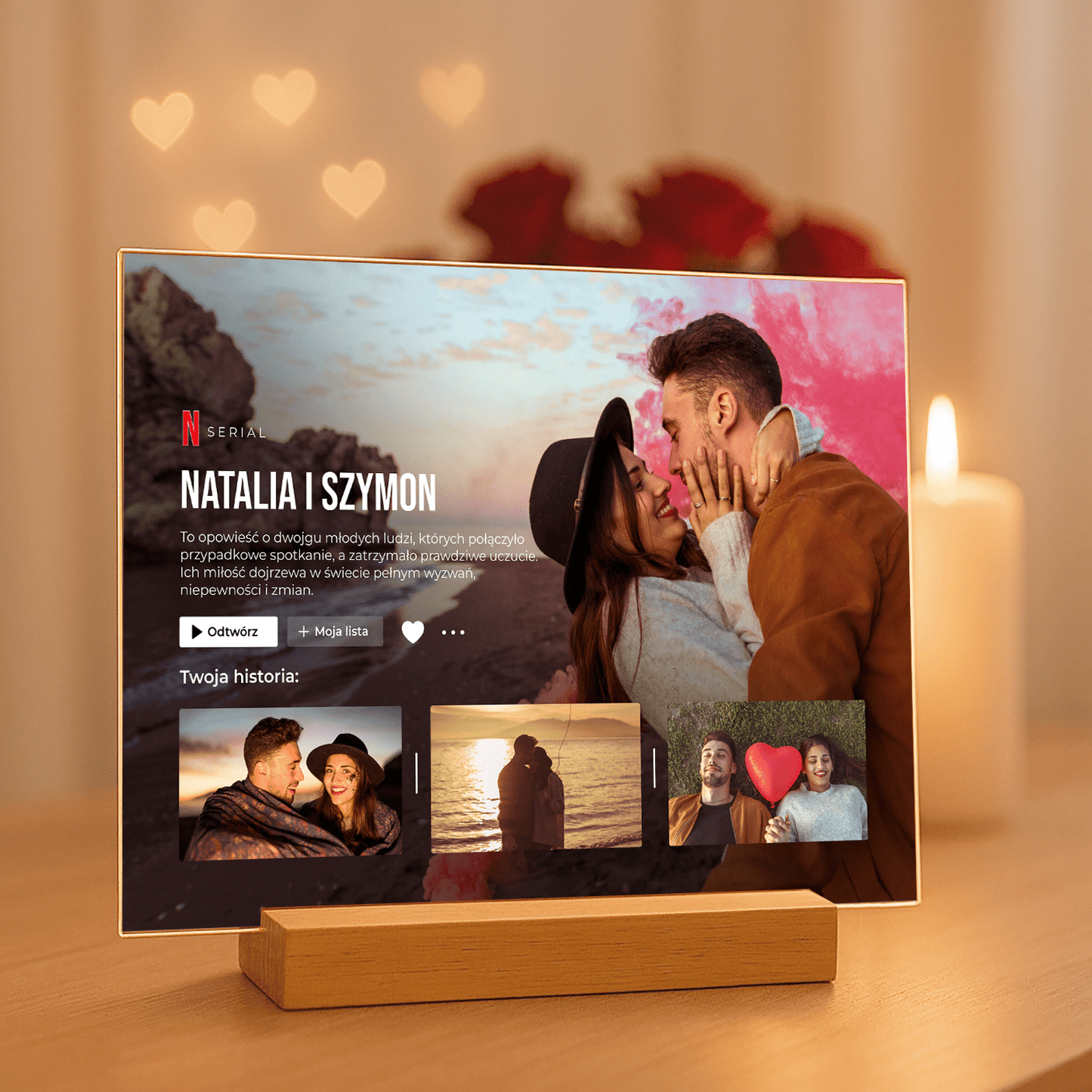 Miłosny serial - personalizowany druk na szkle - Emmygift.pl