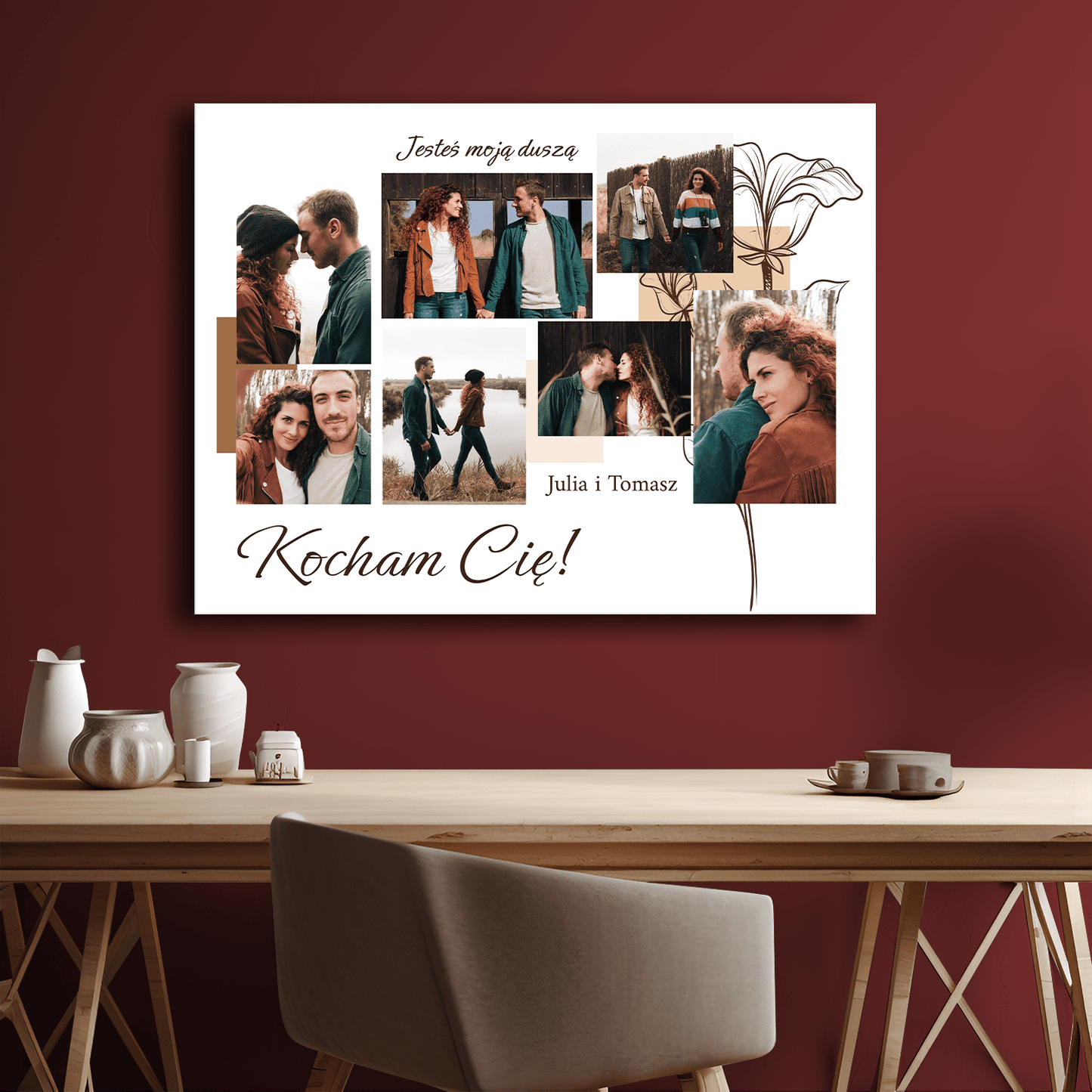 Jesteś moją duszą kolaż - personalizowany druk na płótnie dla pary - Emmygift.pl