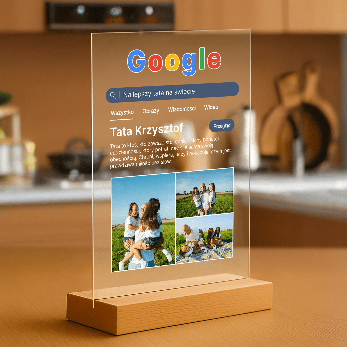 Szukaj Tata - personalizowany druk na szkle, prezent dla taty - Emmygift.pl