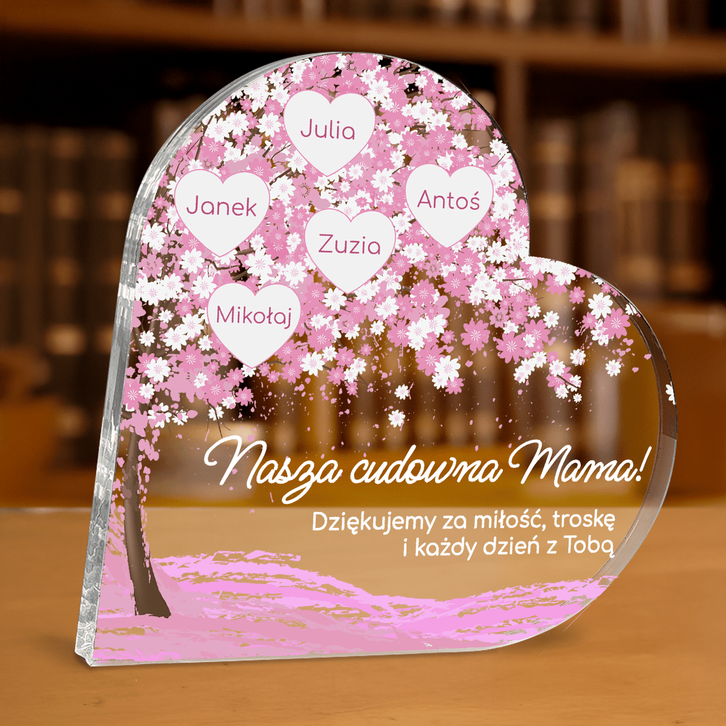 Nasza cudowna mama - personalizowane serce z nadrukiem - Emmygift.pl