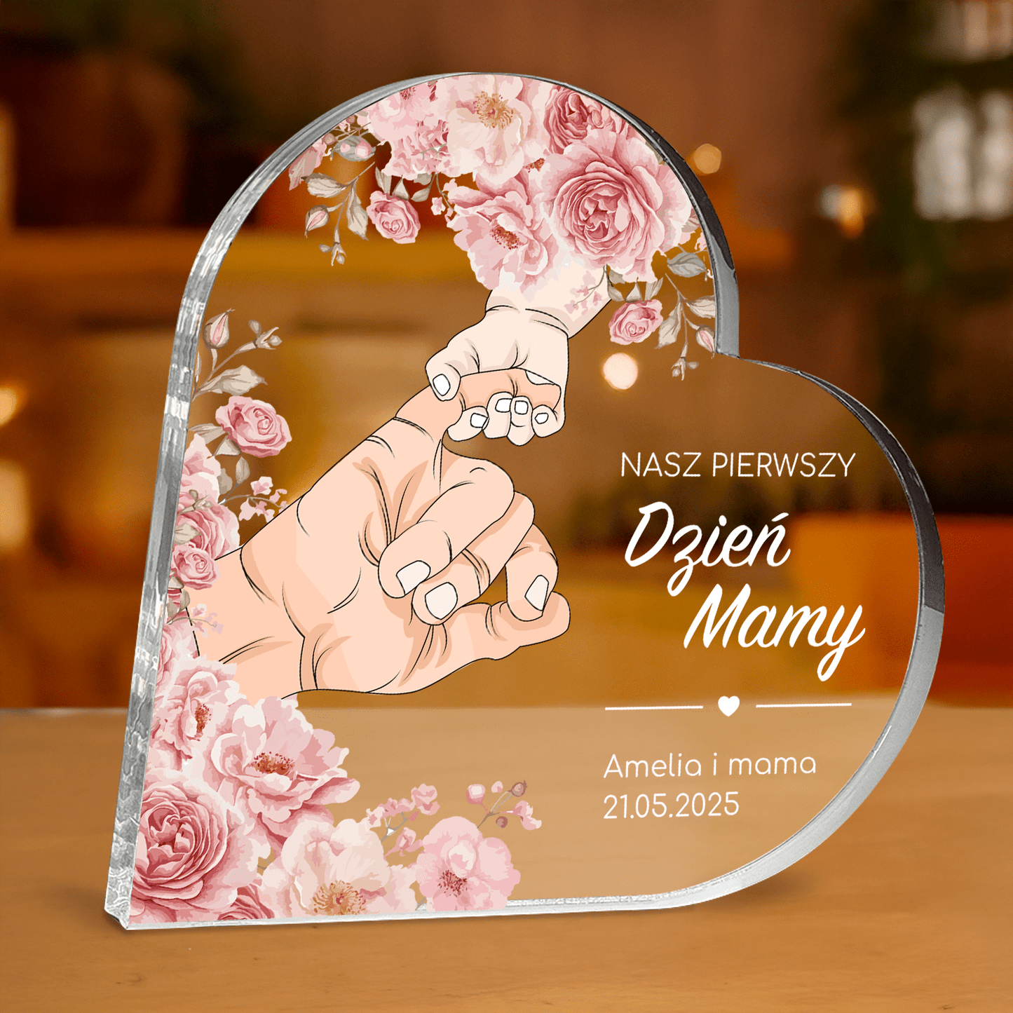 Nasz pierwszy Dzień Mamy - personalizowane serce z nadrukiem - Emmygift.pl