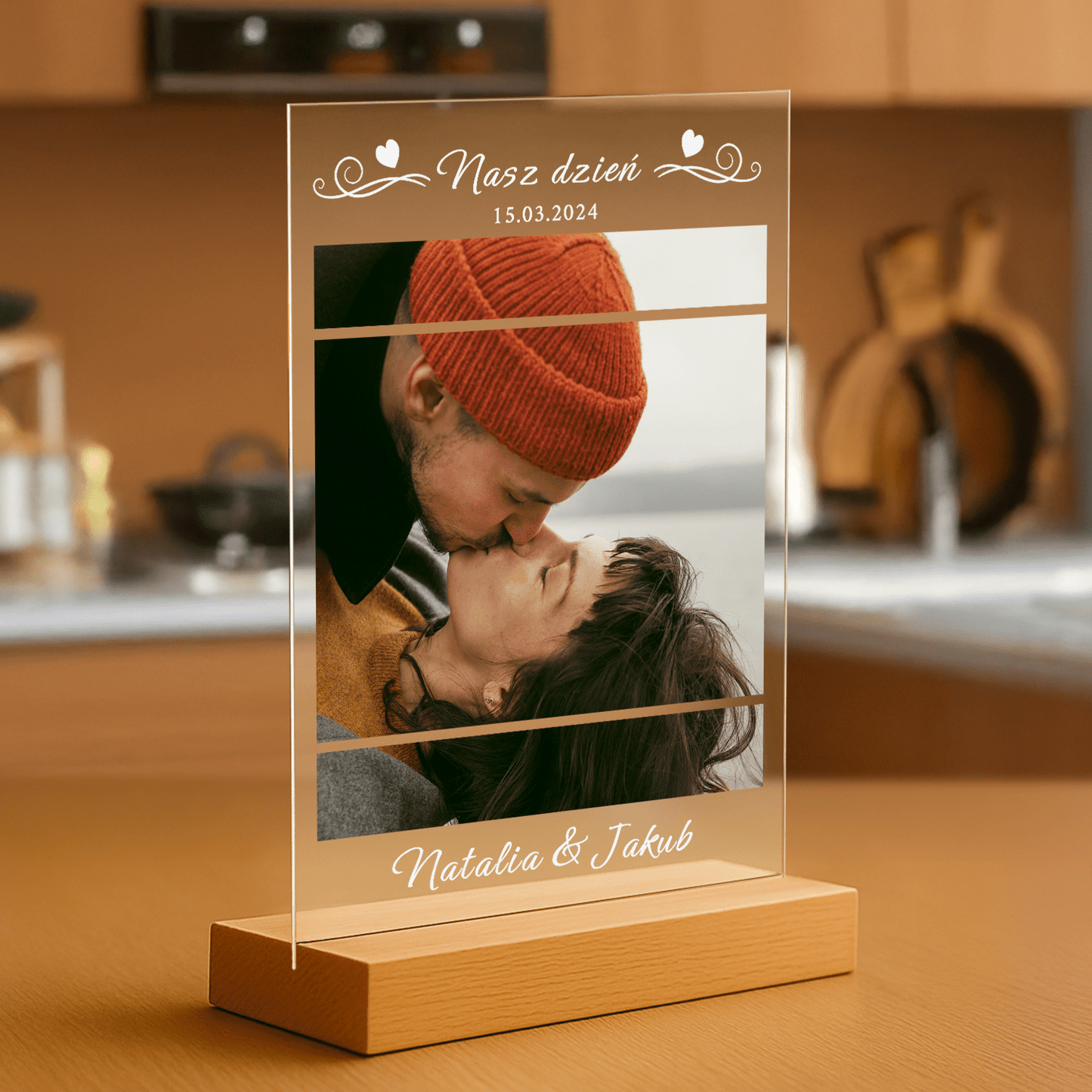 Nasz dzień - personalizowany druk na szkle dla pary - Emmygift.pl