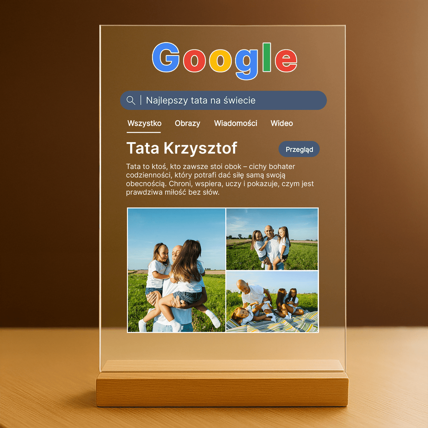 Szukaj Tata - personalizowany druk na szkle, prezent dla taty - Emmygift.pl