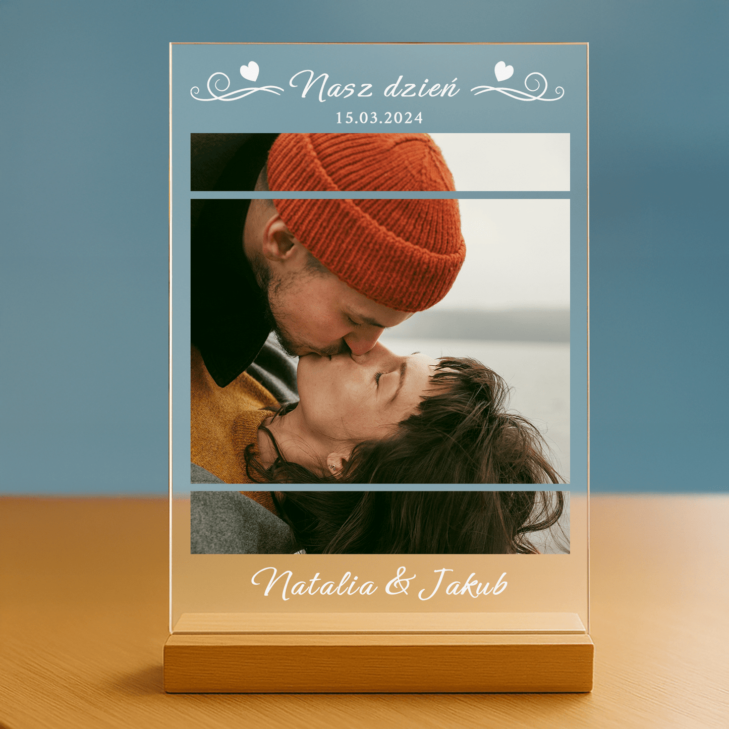 Nasz dzień - personalizowany druk na szkle dla pary - Emmygift.pl
