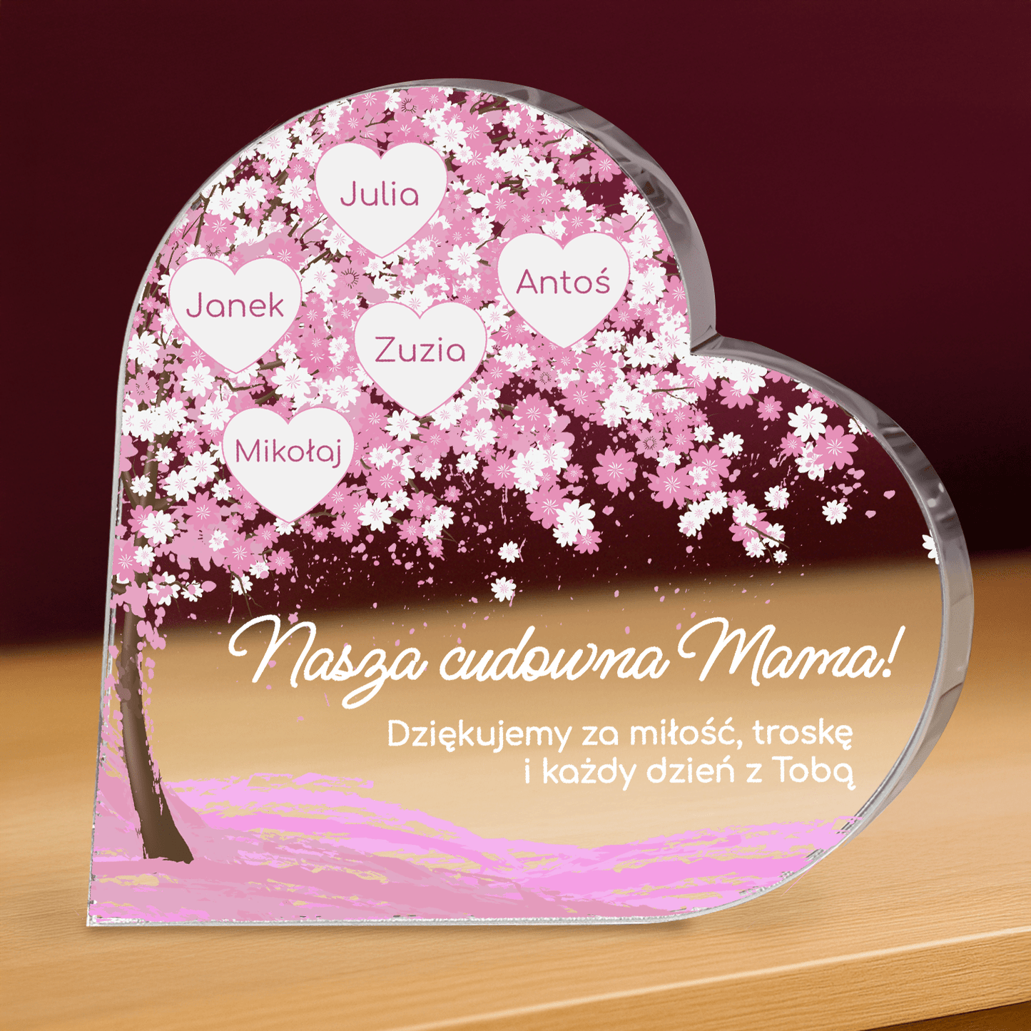 Nasza cudowna mama - personalizowane serce z nadrukiem - Emmygift.pl