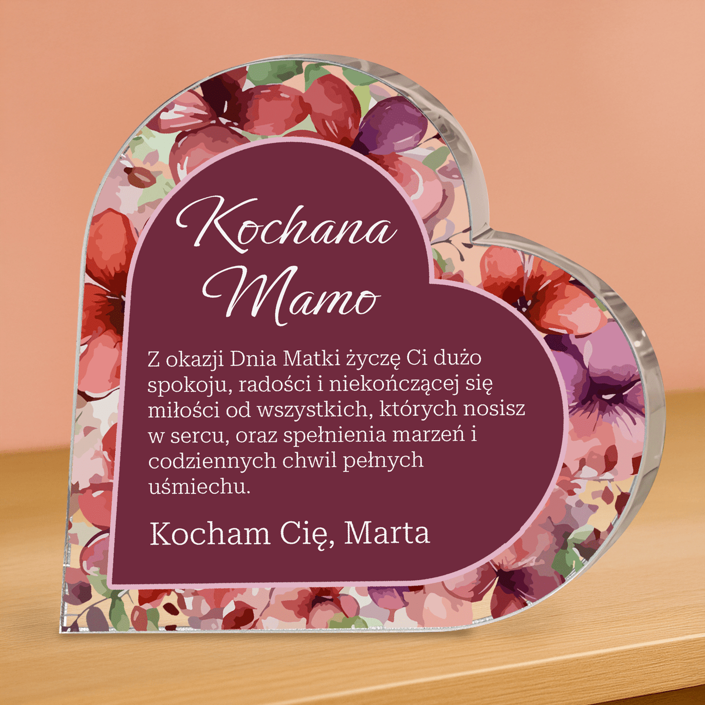 Kochana Mamo - personalizowane serce z nadrukiem dla mamy - Emmygift.pl