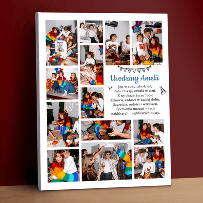 13 urodzinowych zdjęć + życzenia - kolaż na płótnie dla przyjaciółki - Emmygift.pl