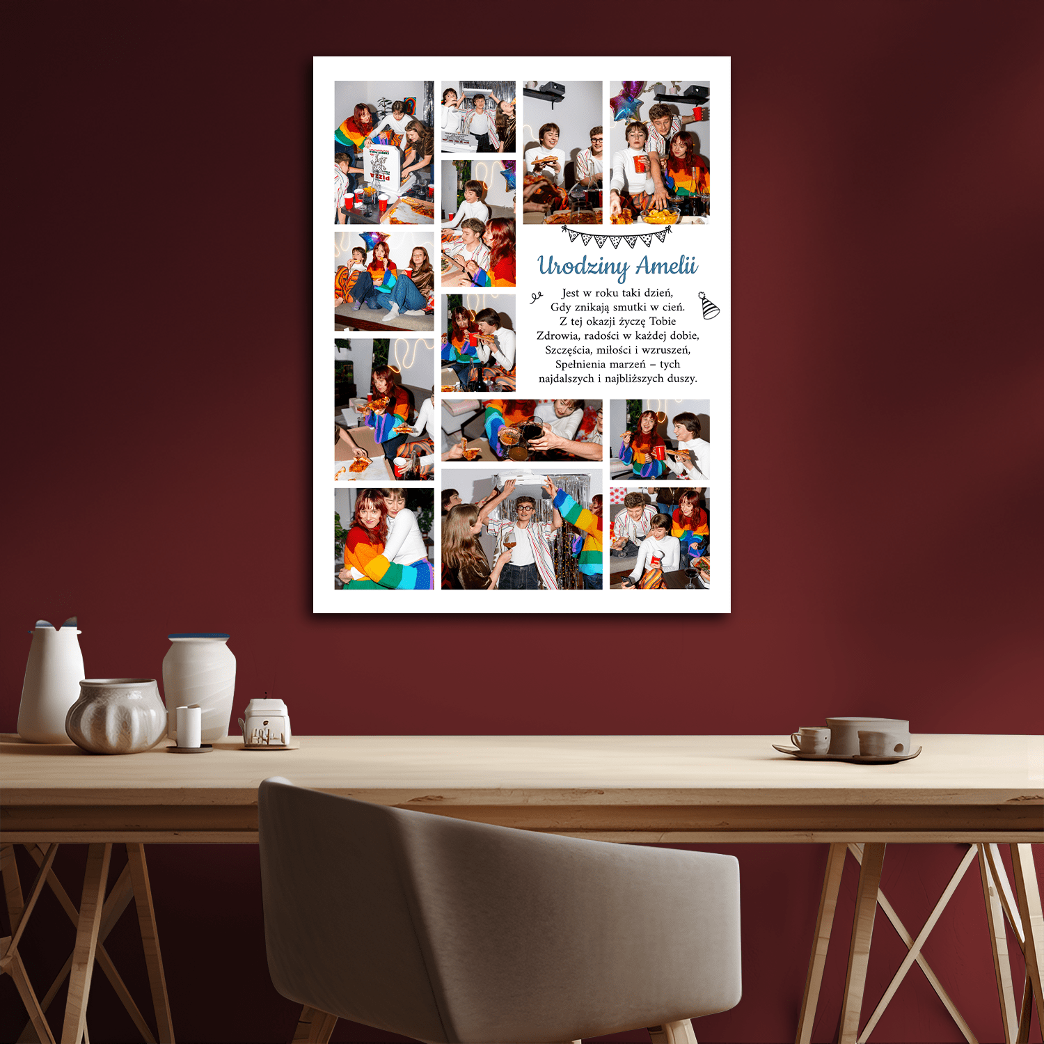 13 urodzinowych zdjęć + życzenia - kolaż na płótnie dla przyjaciółki - Emmygift.pl