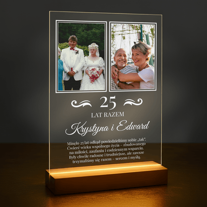 25 lat małżeństwa - druk na szkle akrylowym dla pary - Emmygift.pl
