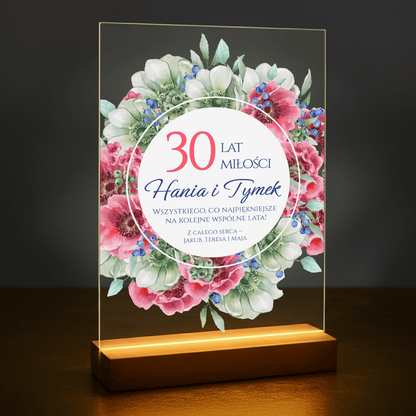 30 rocznica ślubu - druk na szkle akrylowym dla pary - Emmygift.pl