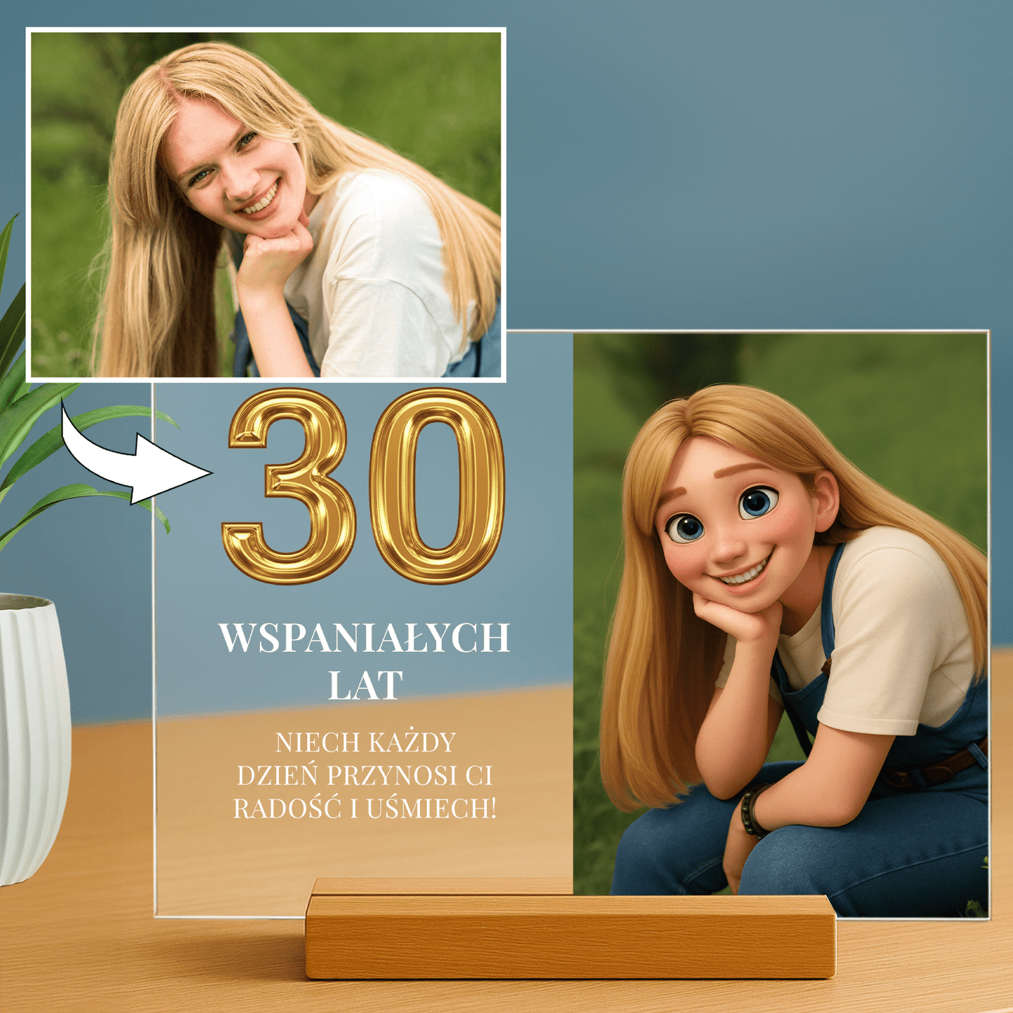 30 wspaniałych lat - personalizowany druk na szkle dla niej - Emmygift.pl