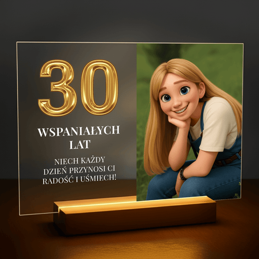 30 wspaniałych lat - personalizowany druk na szkle dla niej - Emmygift.pl
