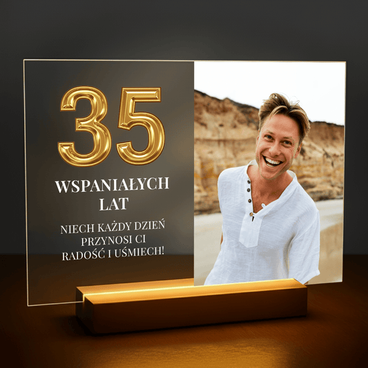 35 wspaniałych lat - personalizowany druk na szkle dla niego - Emmygift.pl