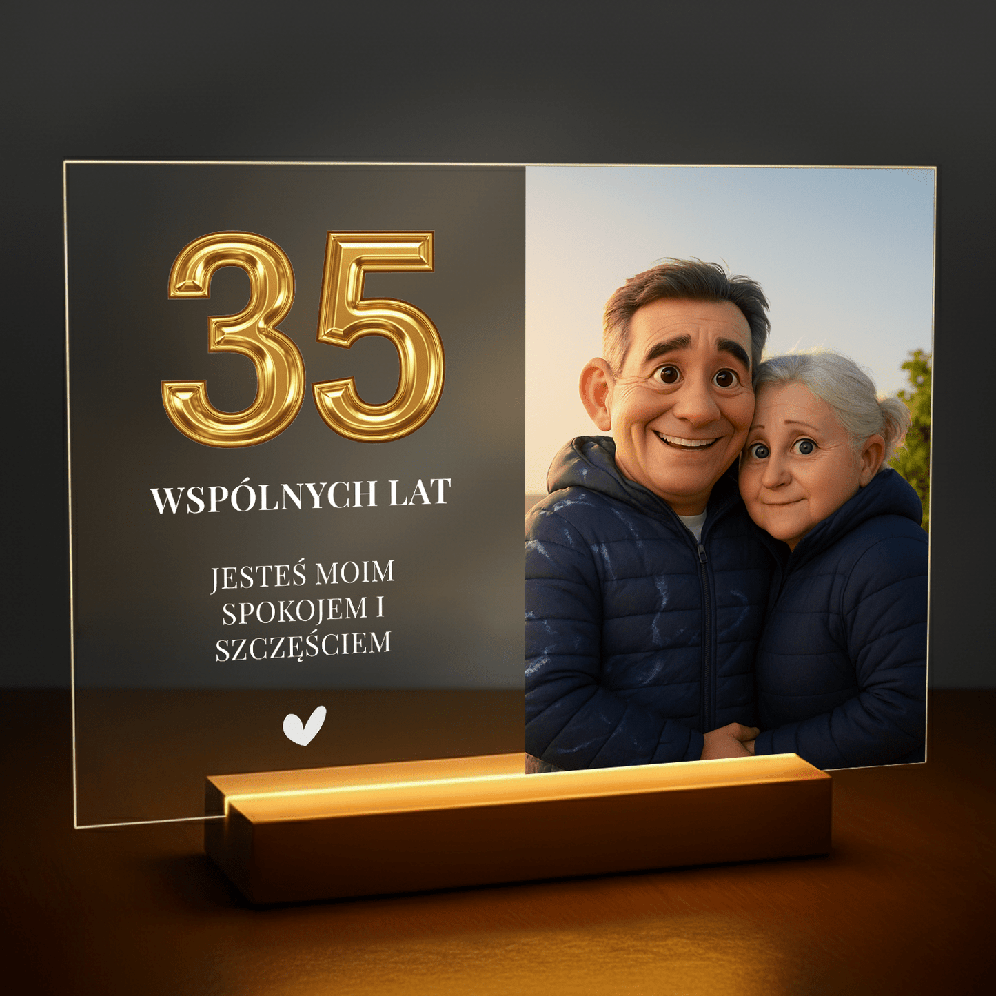 35 wspólnych lat - personalizowany druk na szkle dla pary - Emmygift.pl