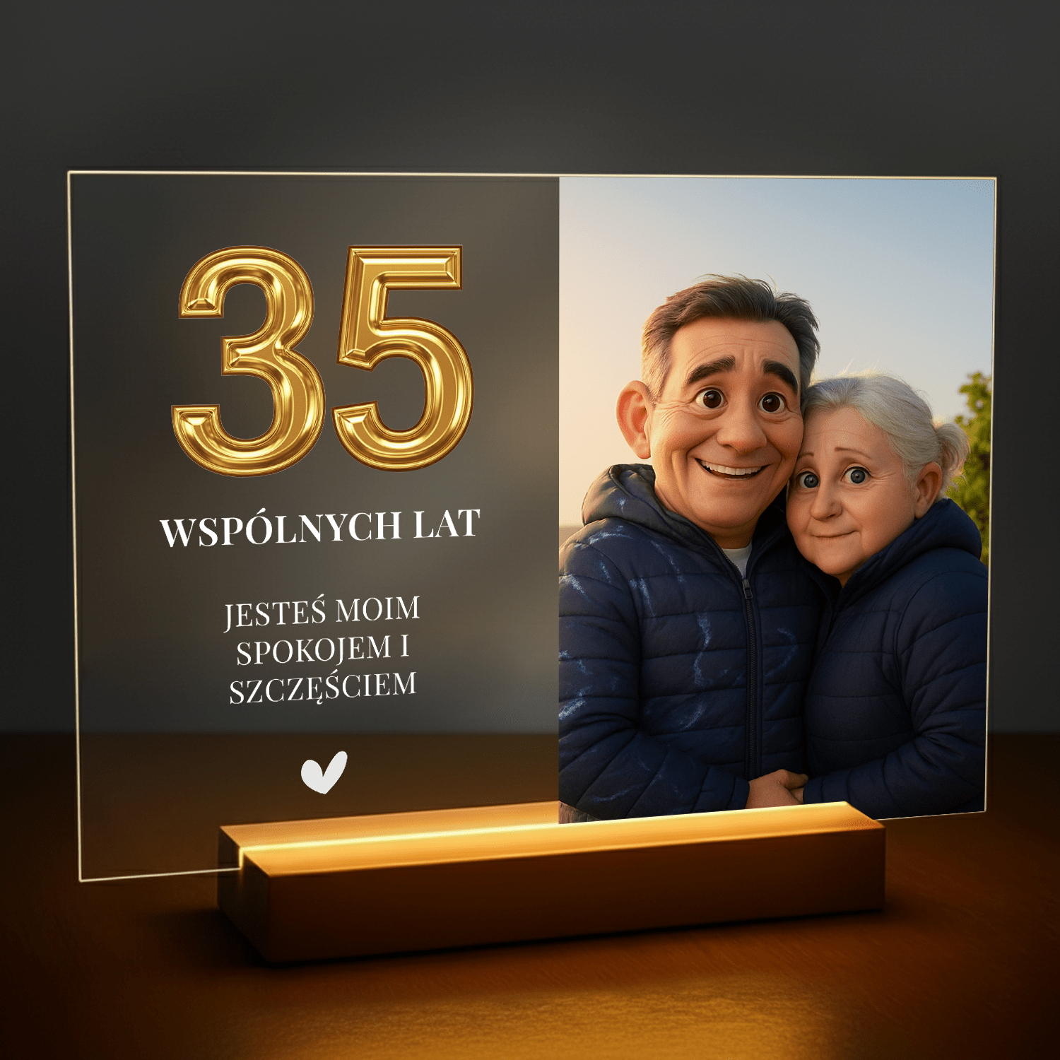 35 wspólnych lat - personalizowany druk na szkle dla pary - Emmygift.pl