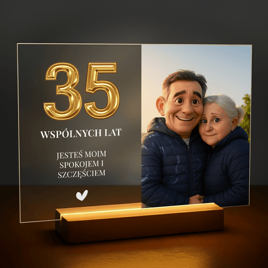 35 wspólnych lat - personalizowany druk na szkle dla pary - Emmygift.pl