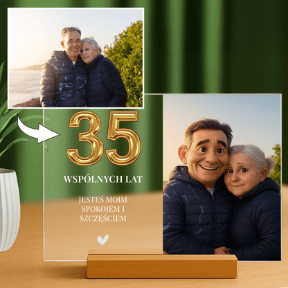 35 wspólnych lat - personalizowany druk na szkle dla pary - Emmygift.pl