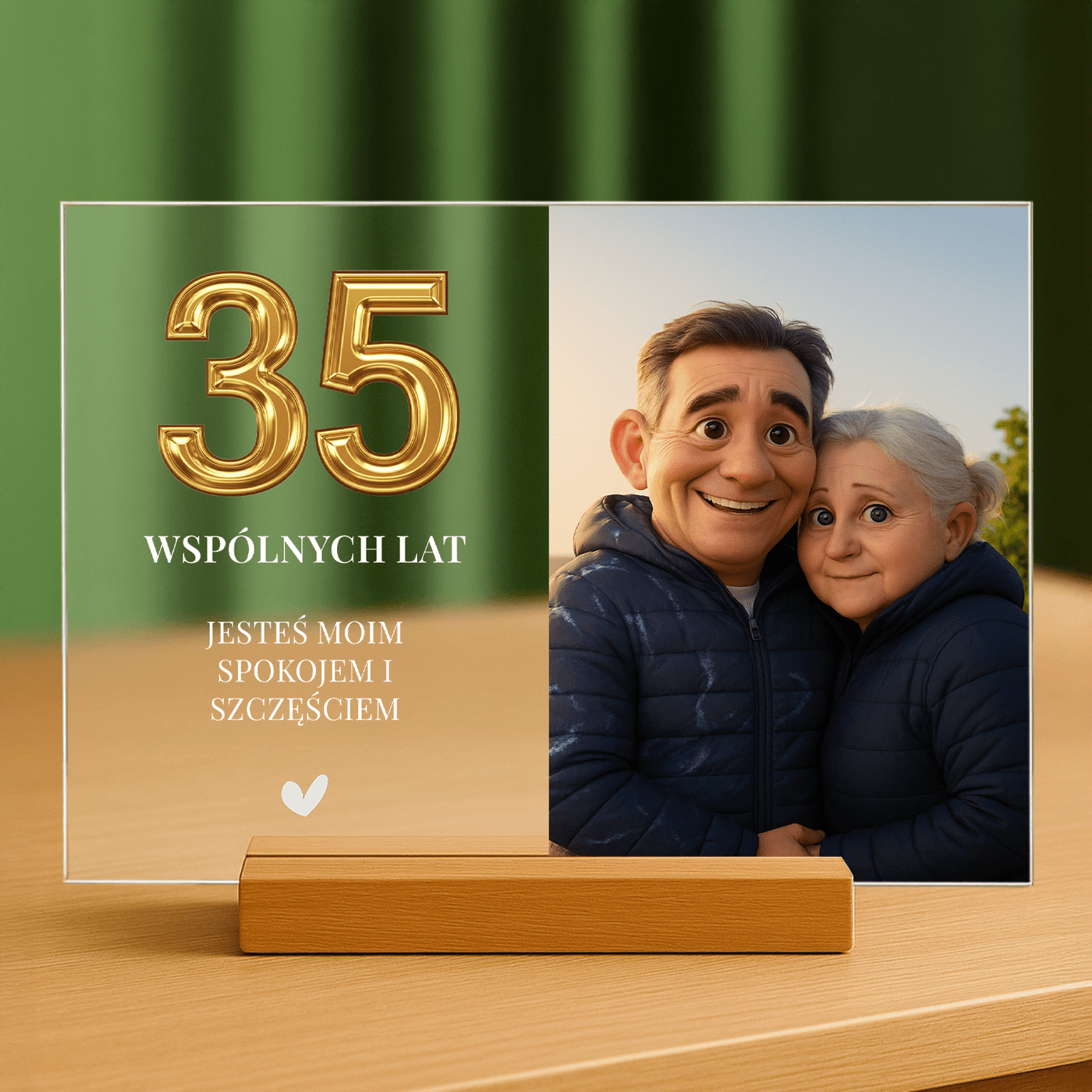 35 wspólnych lat - personalizowany druk na szkle dla pary - Emmygift.pl