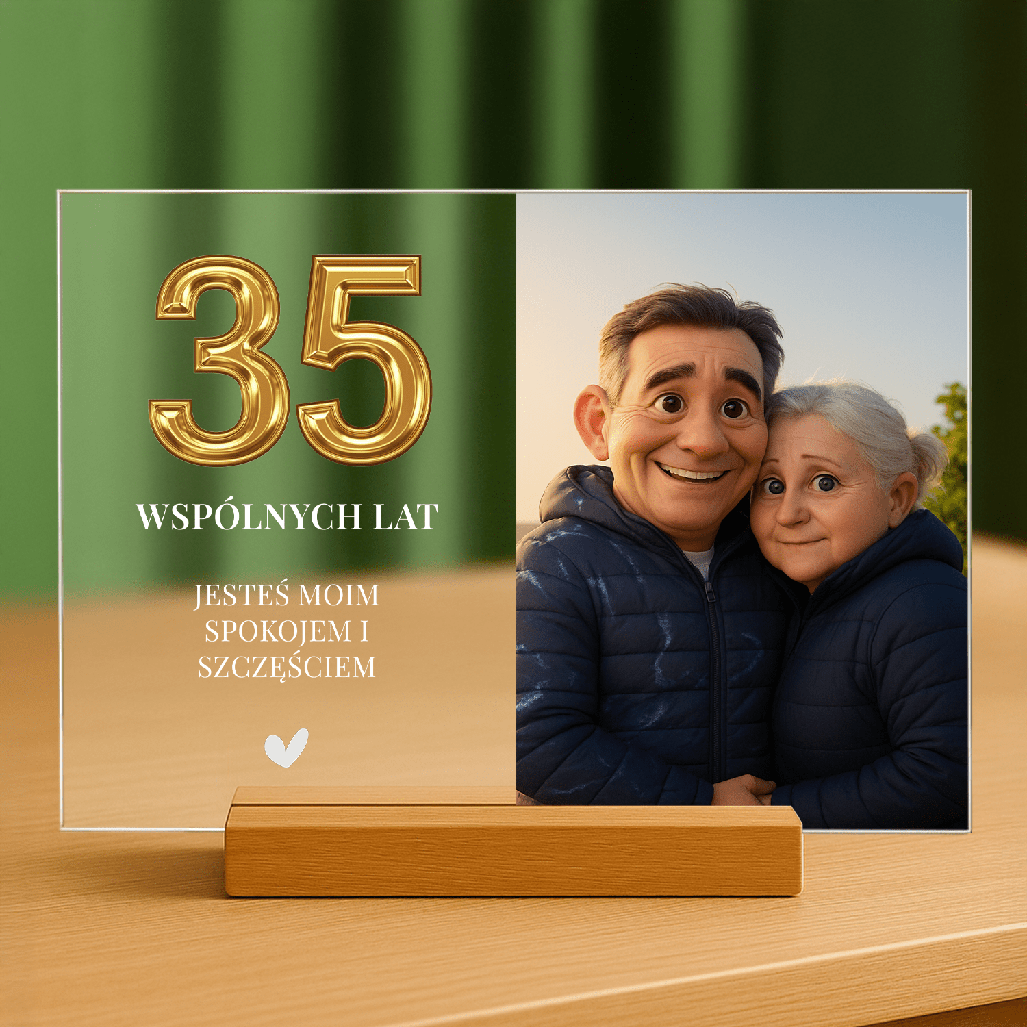 35 wspólnych lat - personalizowany druk na szkle dla pary - Emmygift.pl