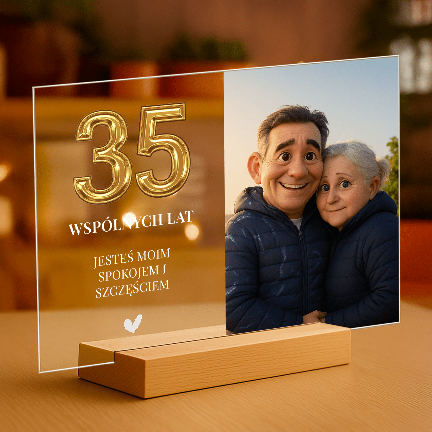 35 wspólnych lat - personalizowany druk na szkle dla pary - Emmygift.pl