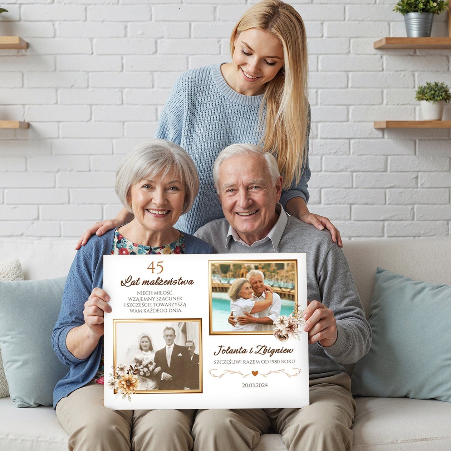 45 lat małżeństwa - personalizowany druk na płótnie - Emmygift.pl