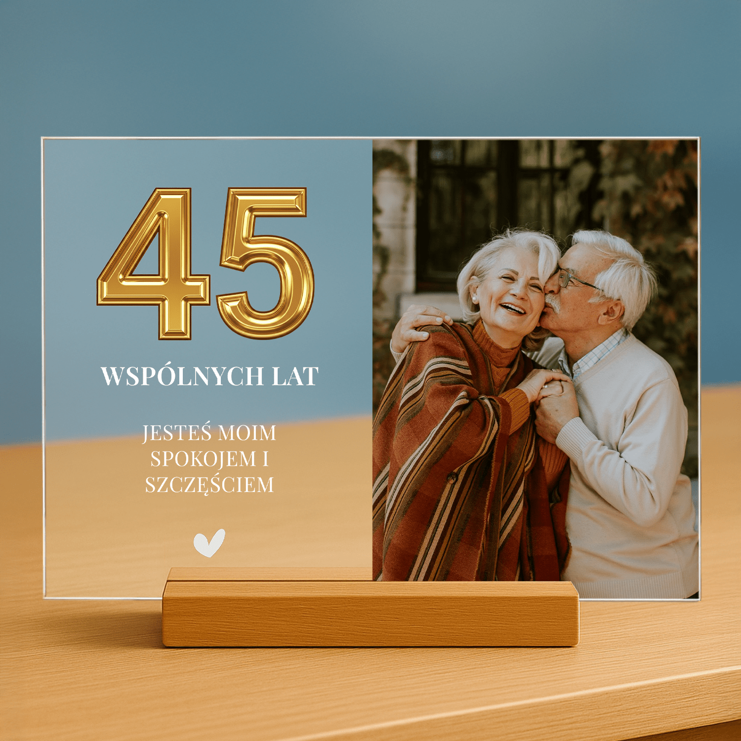 45 wspólnych lat - personalizowany druk na szkle dla pary - Emmygift.pl