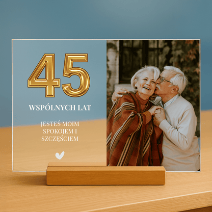45 wspólnych lat - personalizowany druk na szkle dla pary - Emmygift.pl