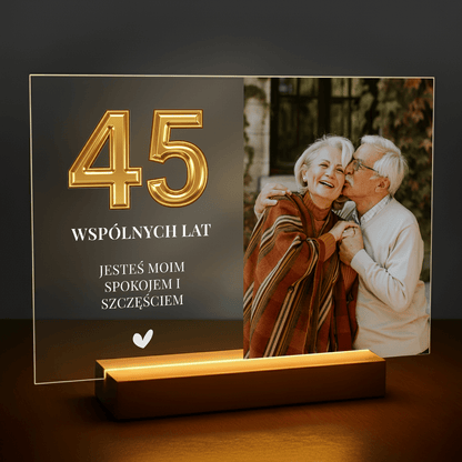 45 wspólnych lat - personalizowany druk na szkle dla pary - Emmygift.pl
