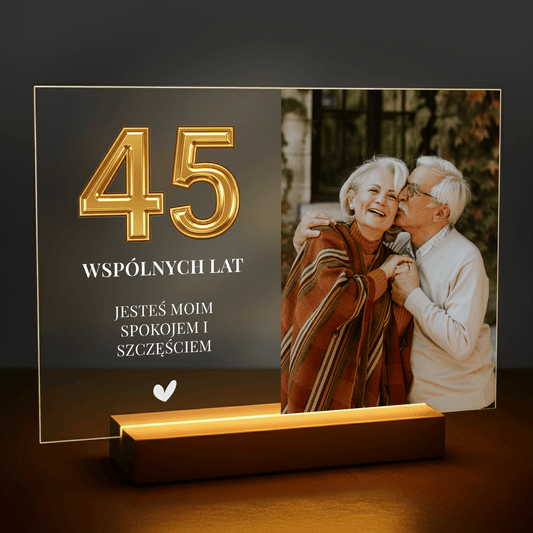 45 wspólnych lat - personalizowany druk na szkle dla pary - Emmygift.pl