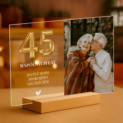 45 wspólnych lat - personalizowany druk na szkle dla pary - Emmygift.pl