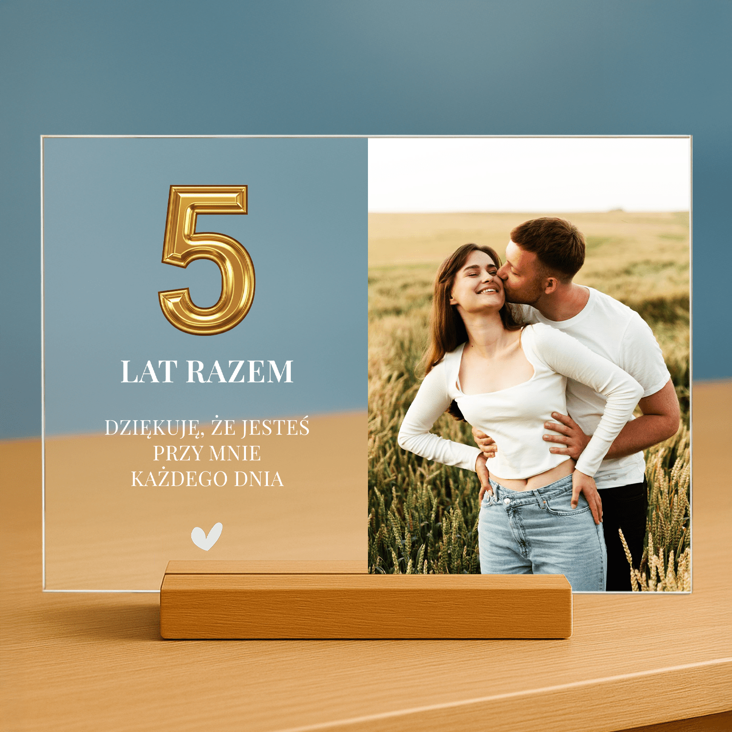 5 lat razem - personalizowany druk na szkle dla pary - Emmygift.pl