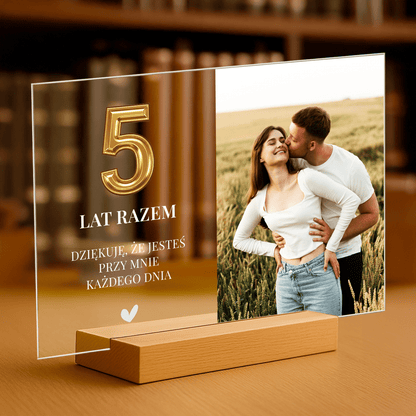 5 lat razem - personalizowany druk na szkle dla pary - Emmygift.pl