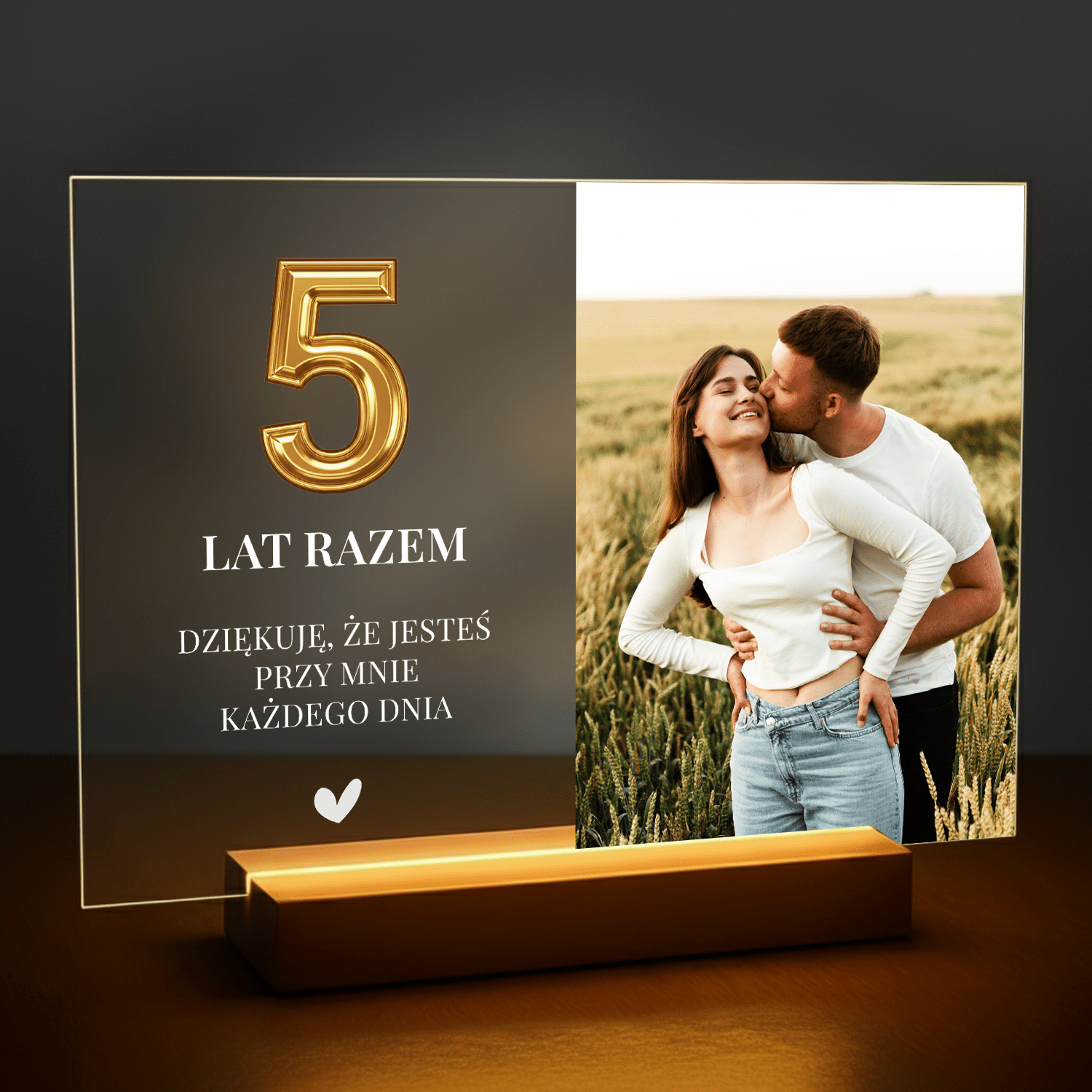 5 lat razem - personalizowany druk na szkle dla pary - Emmygift.pl