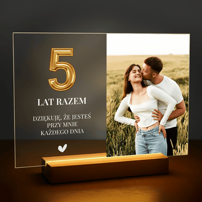 5 lat razem - personalizowany druk na szkle dla pary - Emmygift.pl