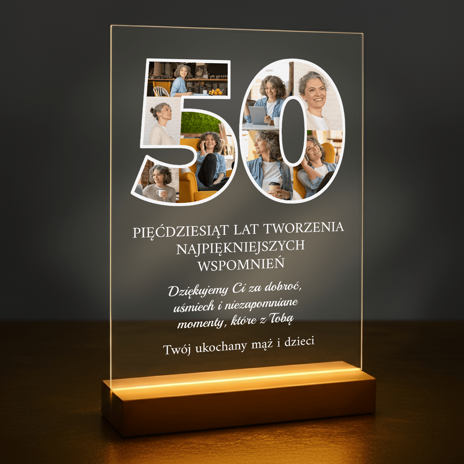 50 lat najpiękniejszych wspomnień - druk na szkle akrylowym dla kobiety - Emmygift.pl