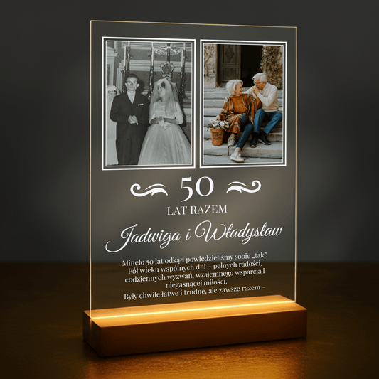 50 wspólnych lat pary - druk na szkle akrylowym dla pary - Emmygift.pl