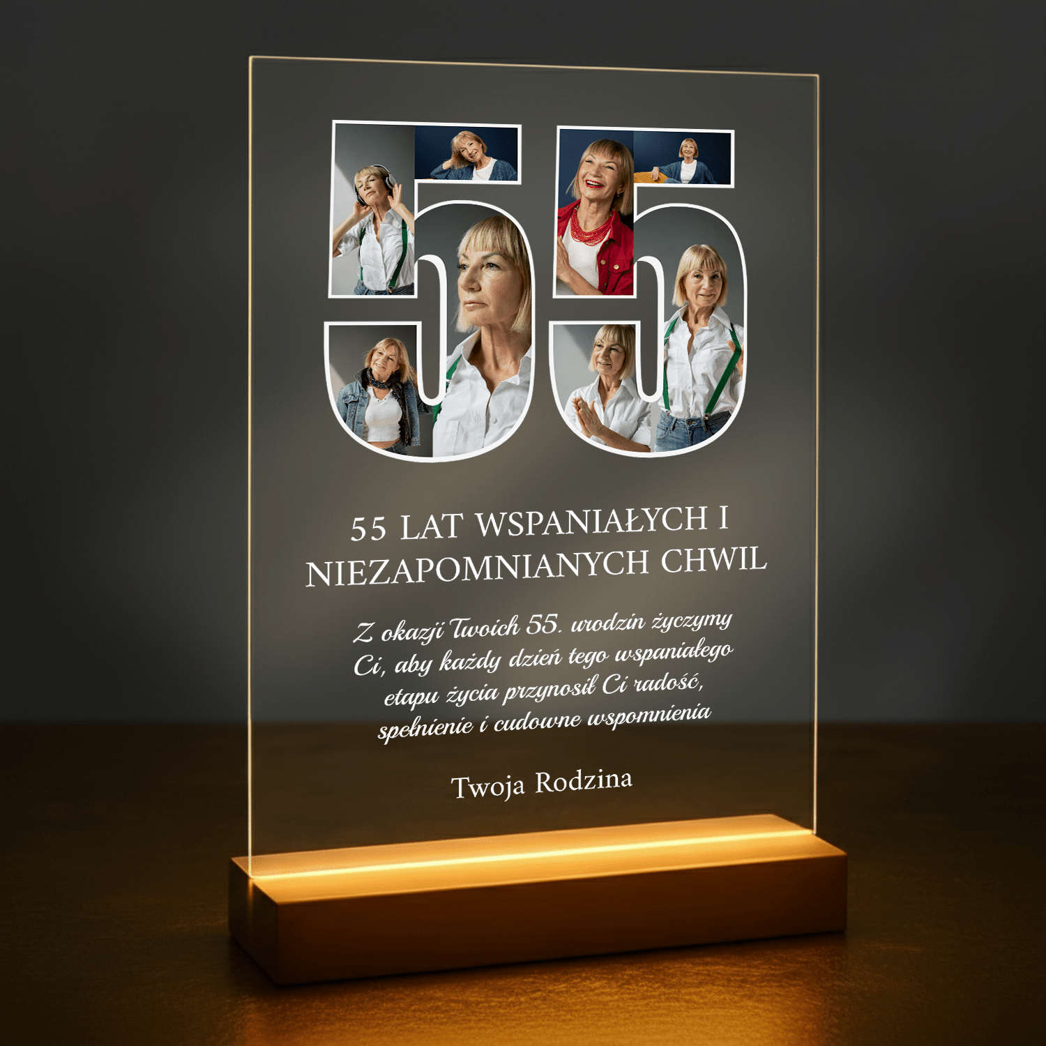 55 niezapomnianych lat - druk na szkle akrylowym dla kobiety - Emmygift.pl