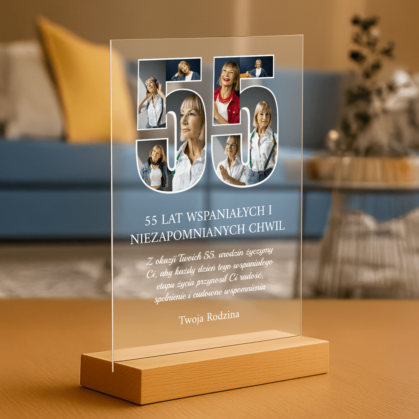 55 niezapomnianych lat - personalizowany druk na szkle dla kobiety - Emmygift.pl