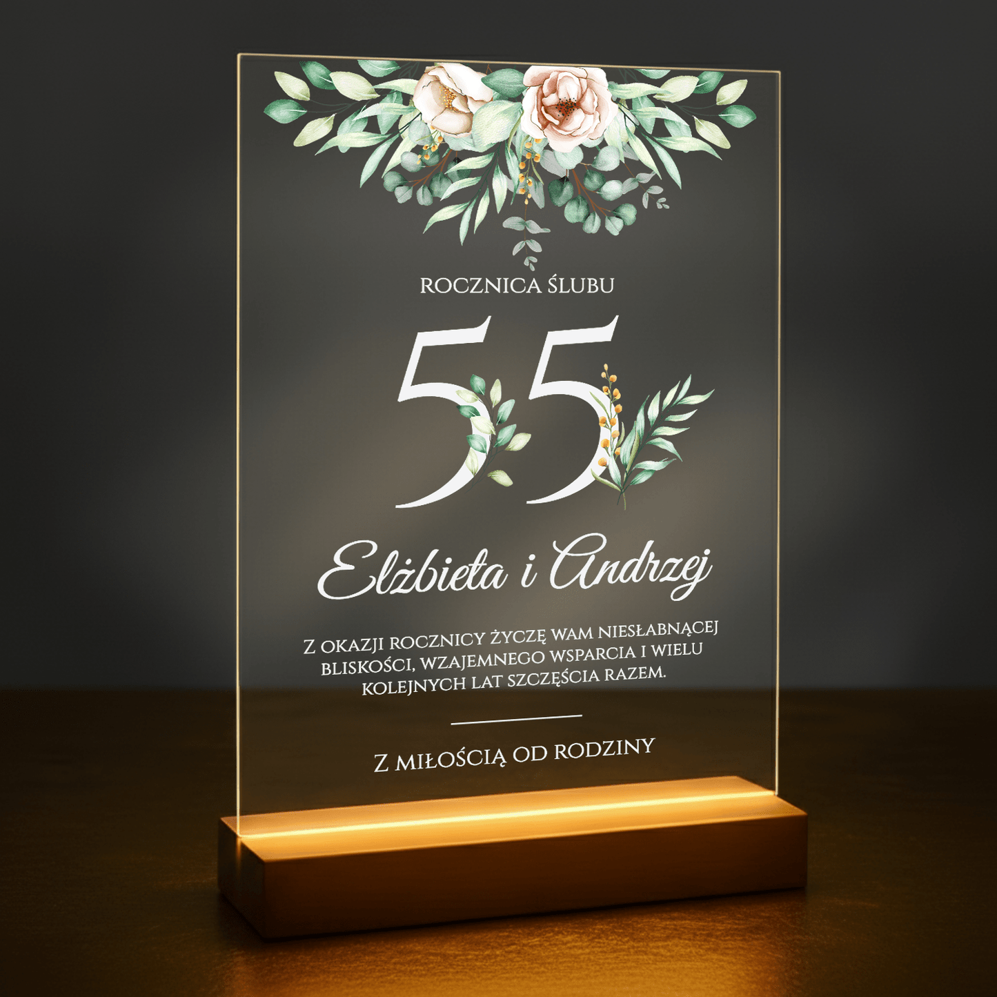 55 rocznica ślubu - druk na szkle akrylowym dla pary - Emmygift.pl