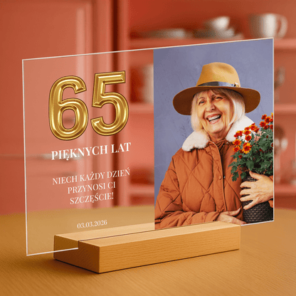 65 pięknych lat - personalizowany druk na szkle dla kobiety - Emmygift.pl