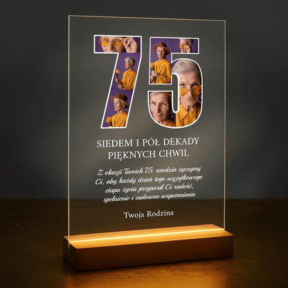 75 lat pięknych chwil - druk na szkle akrylowym dla babci - Emmygift.pl
