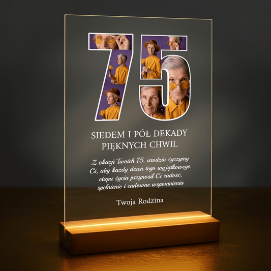 75 lat pięknych chwil - druk na szkle akrylowym dla babci - Emmygift.pl
