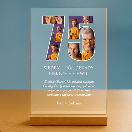 75 lat pięknych chwil - personalizowany druk na szkle dla babci - Emmygift.pl