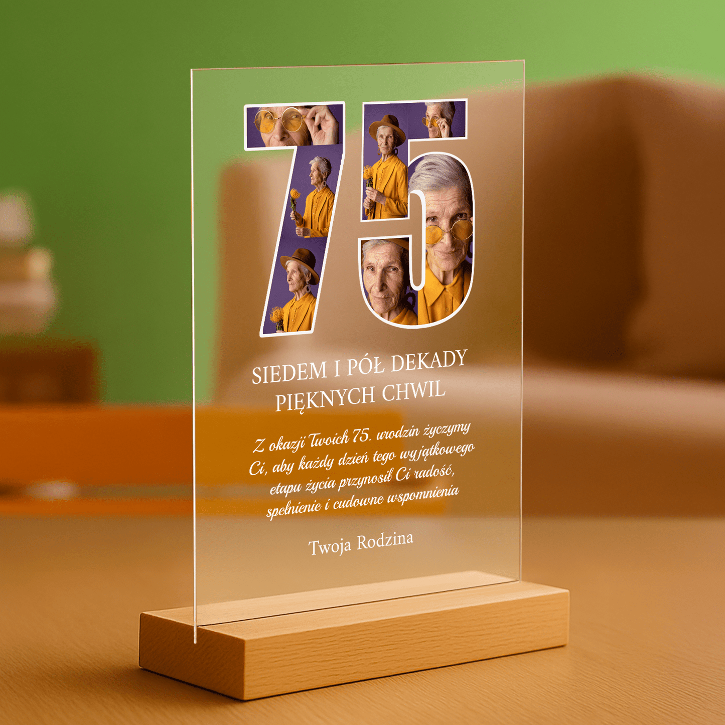 75 lat pięknych chwil - personalizowany druk na szkle dla babci - Emmygift.pl