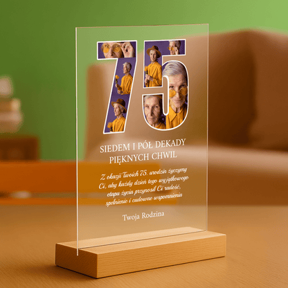 75 lat pięknych chwil - personalizowany druk na szkle dla babci - Emmygift.pl