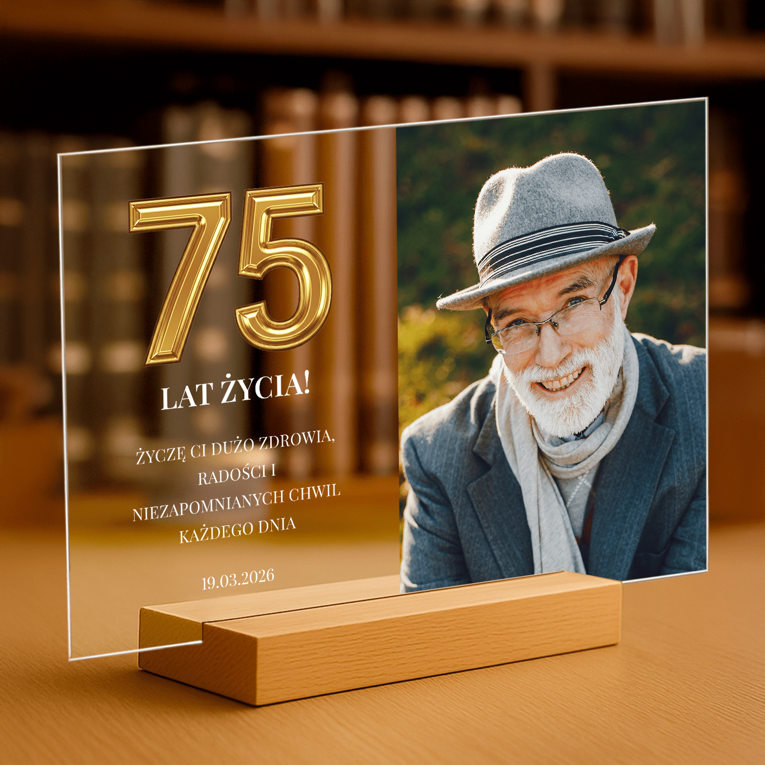 75 wspaniałych lat - personalizowany druk na szkle dla mężczyzny - Emmygift.pl
