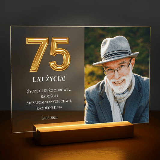 75 wspaniałych lat - personalizowany druk na szkle dla mężczyzny - Emmygift.pl