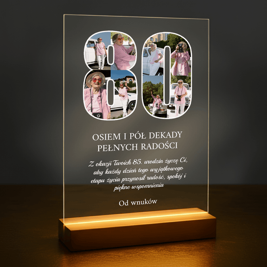80 lat pełnych radości - druk na szkle akrylowym dla babci - Emmygift.pl