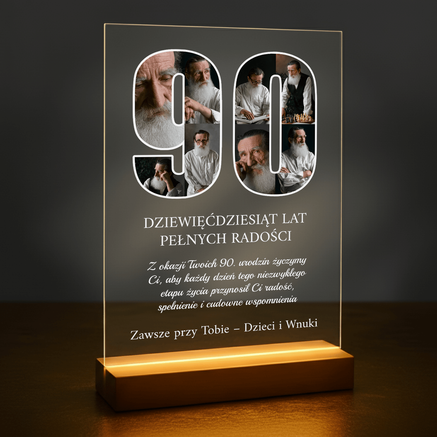 90 lat pełnych wspomnień - druk na szkle akrylowym dla dziadka - Emmygift.pl