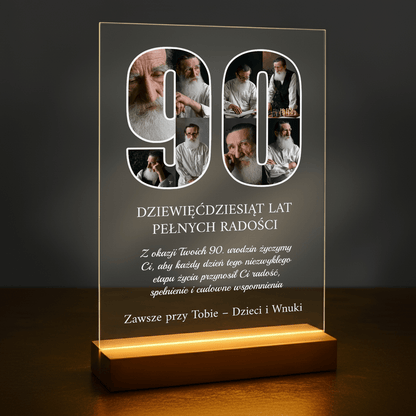 90 lat pełnych wspomnień - druk na szkle akrylowym dla dziadka - Emmygift.pl